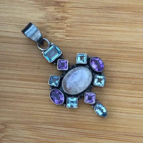 $62 Designer Estate Pendant Dark Sterling Silver Marked SI 925 - Picture 2 of 6